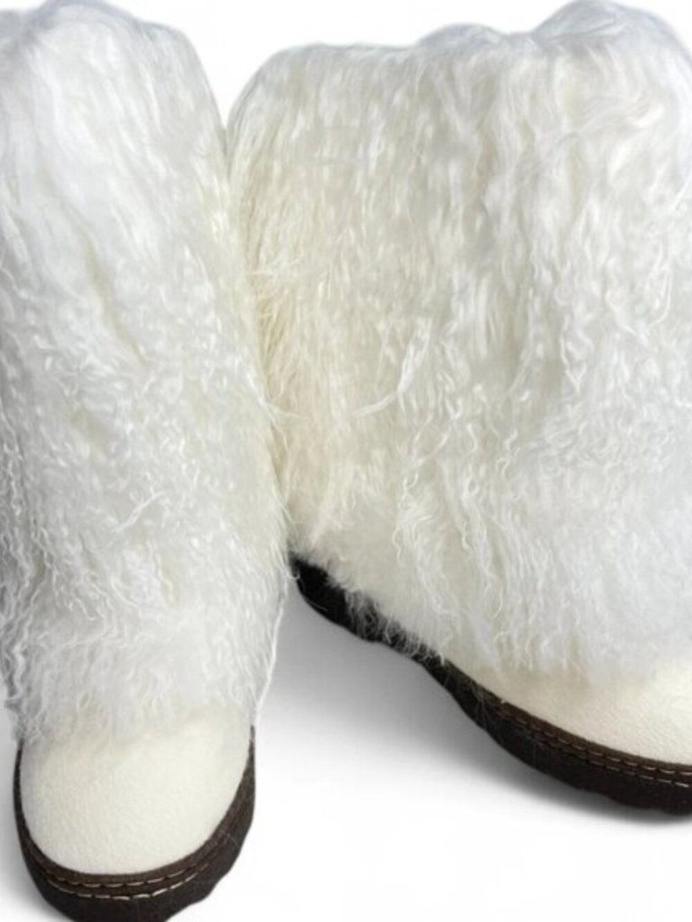 Bearpaw Boetis White Curly Lamb Fur Sheepskin Lined Sherpa Boho Boots 8 NEW - Picture 6 of 10
